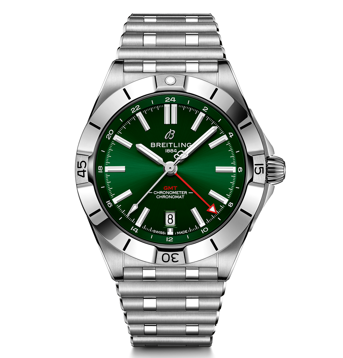 BRT Chronomat 40mm GMT Watch with Green Dial