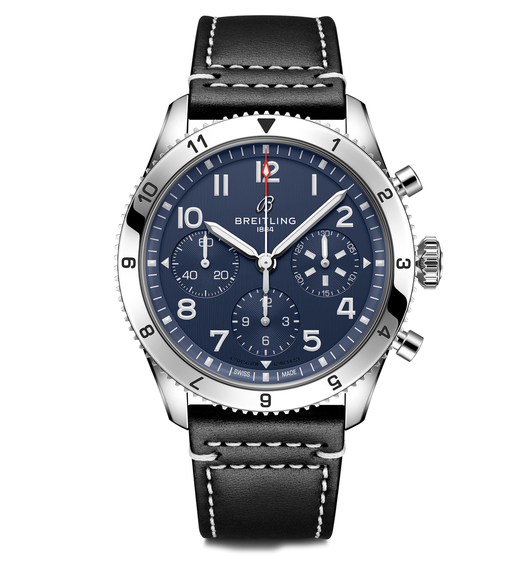 BRT Classic AVI Chronograph 42 Tribute to Vought F4U Corsair Watch with Black Leather Strap