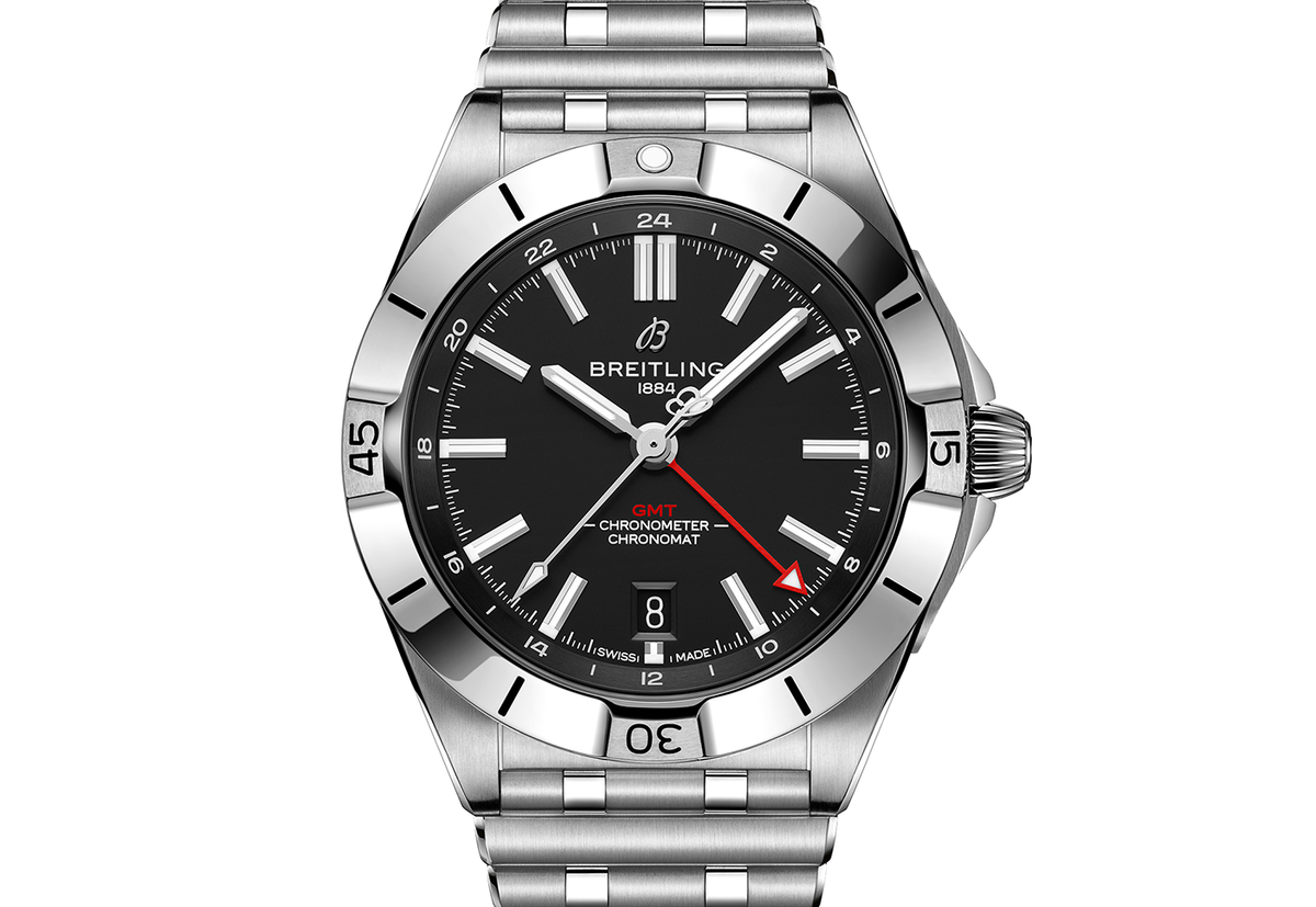 BRT Chronomat 40mm GMT Watch with Black Dial