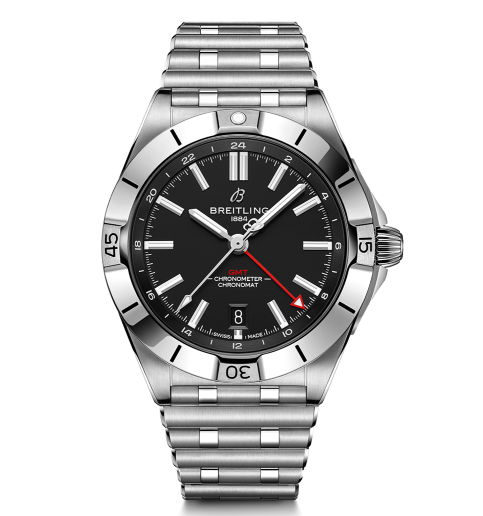 BRT Chronomat 40mm GMT Watch with Black Dial