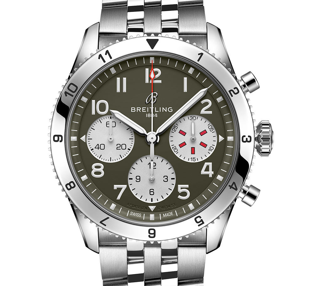BRT Classic AVI Chronograph 42 Curtiss Warhawk Watch with Stainless Steel Bracelet