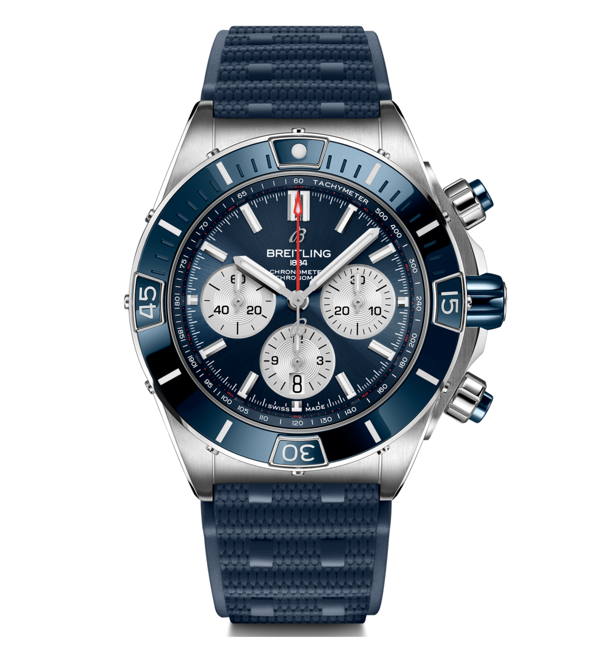 BRT Super Chronomat B01 44 with Blue Rubber Strap