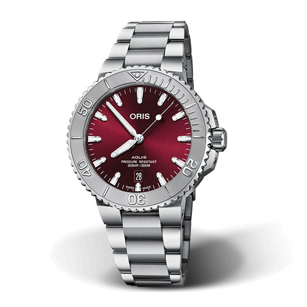 ORS Aquis Date Relief Watch with Cherry Dial, 41.50mm