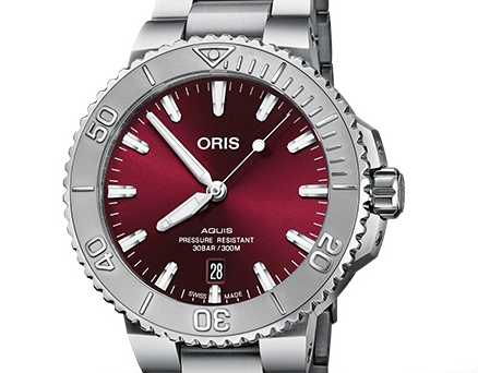 ORS Aquis Date Relief Watch with Cherry Dial, 41.50mm