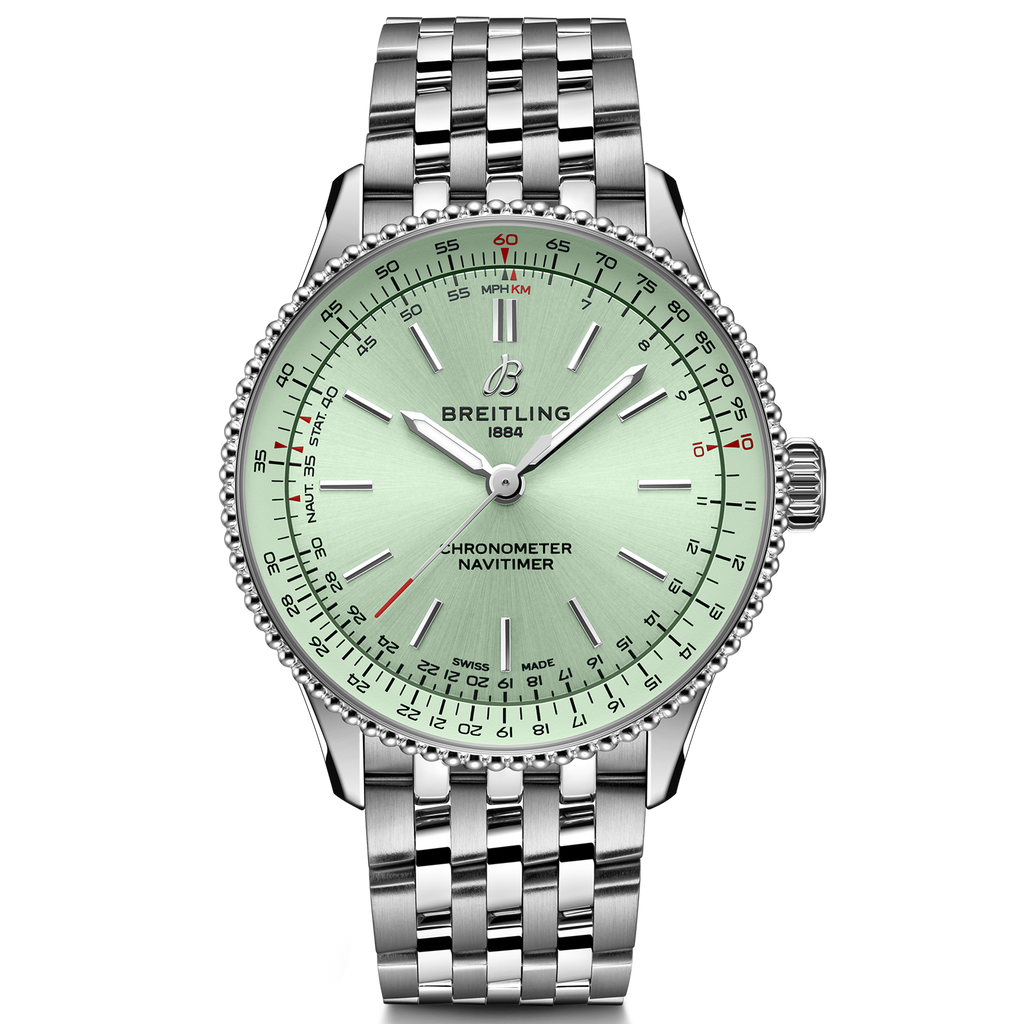 BRT Navitimer Automatic 36mm Watch with Mint Green Dial