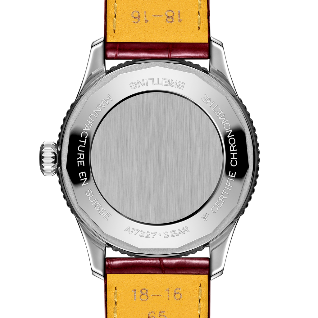 BRT Navitimer Automatic 36mm Watch with Burgundy Leather Strap