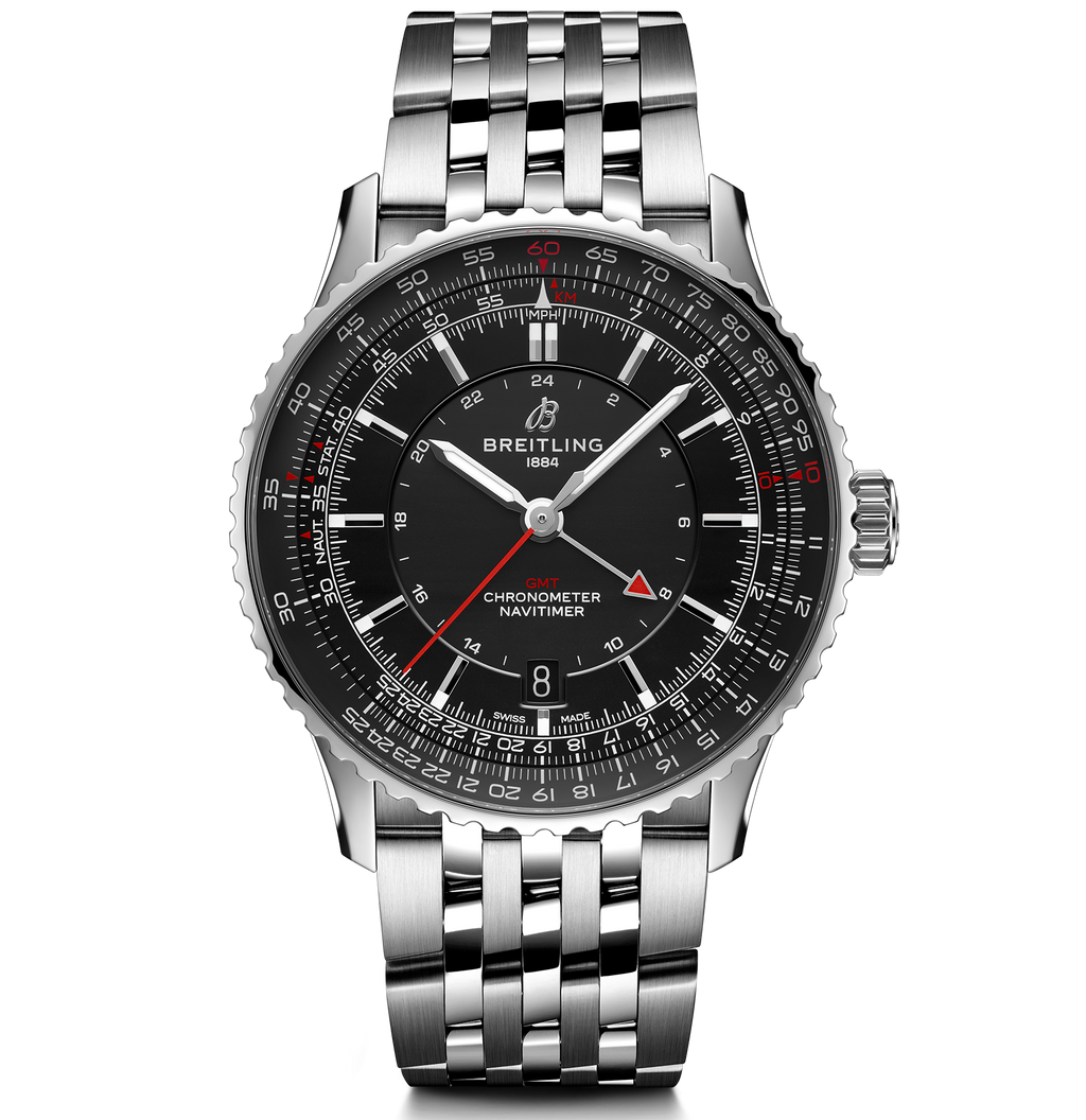 BRT Navitimer Automatic GMT 41 Watch with Black Dial