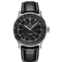 BRT Navitimer Automatic GMT 41 Watch with Black Leather Strap