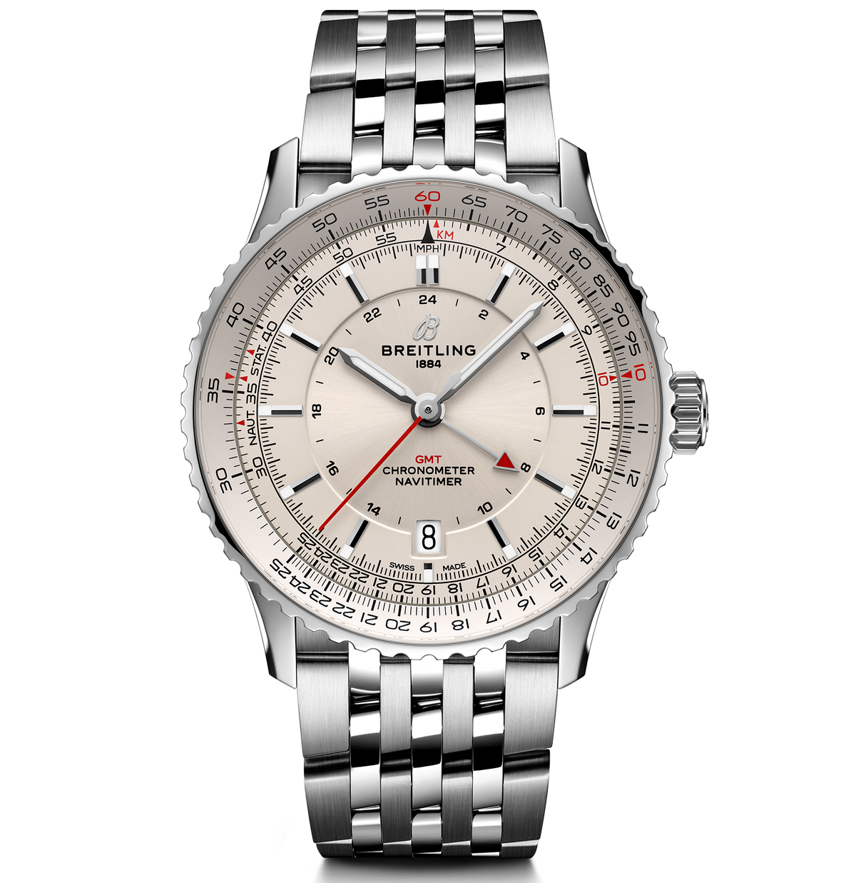 BRT Navitimer Automatic GMT 41 Watch with Ivory Dial