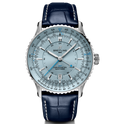 BRT Navitimer Automatic GMT 41 Watch with Navy Leather Strap