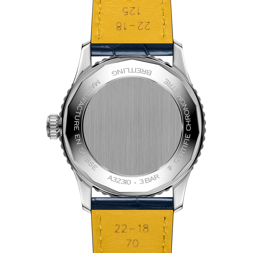 BRT Navitimer Automatic GMT 41 Watch with Navy Leather Strap