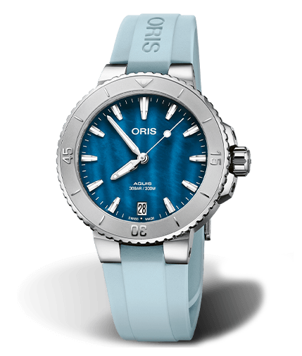 ORS Aquis Date Watch with Blue Mother of Pearl Dial, 36.5mm