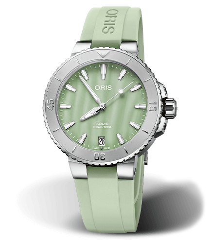 ORS Aquis Date Watch with Green Mother of Pearl Dial, 36.5mm