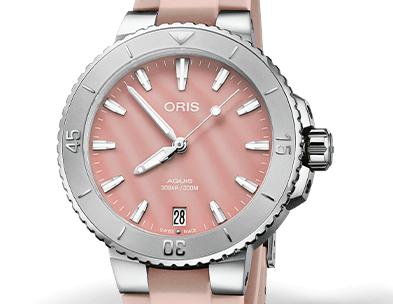 ORS Aquis Date Watch with Pink Mother of Pearl Dial, 36.5mm