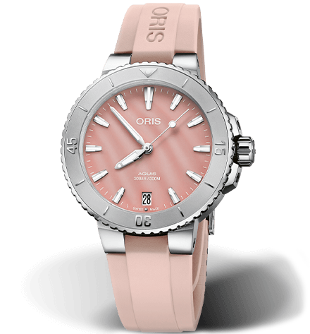 ORS Aquis Date Watch with Pink Mother of Pearl Dial, 36.5mm