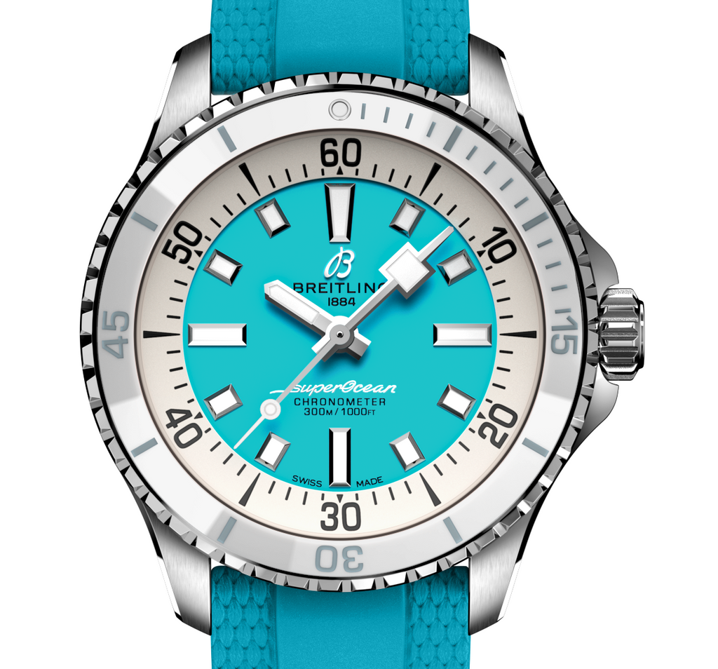 BRT Superocean Turquoise on Rubber Watch, 36mm
