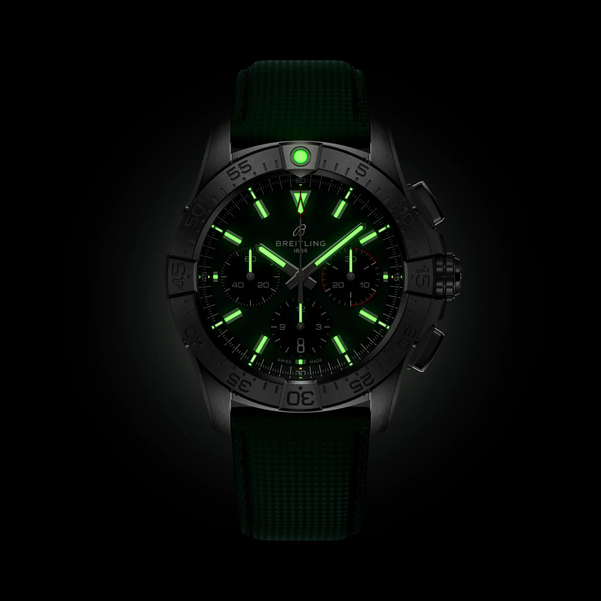 BRT Avenger B01 Chronograph 42 Watch with Dark Green Strap