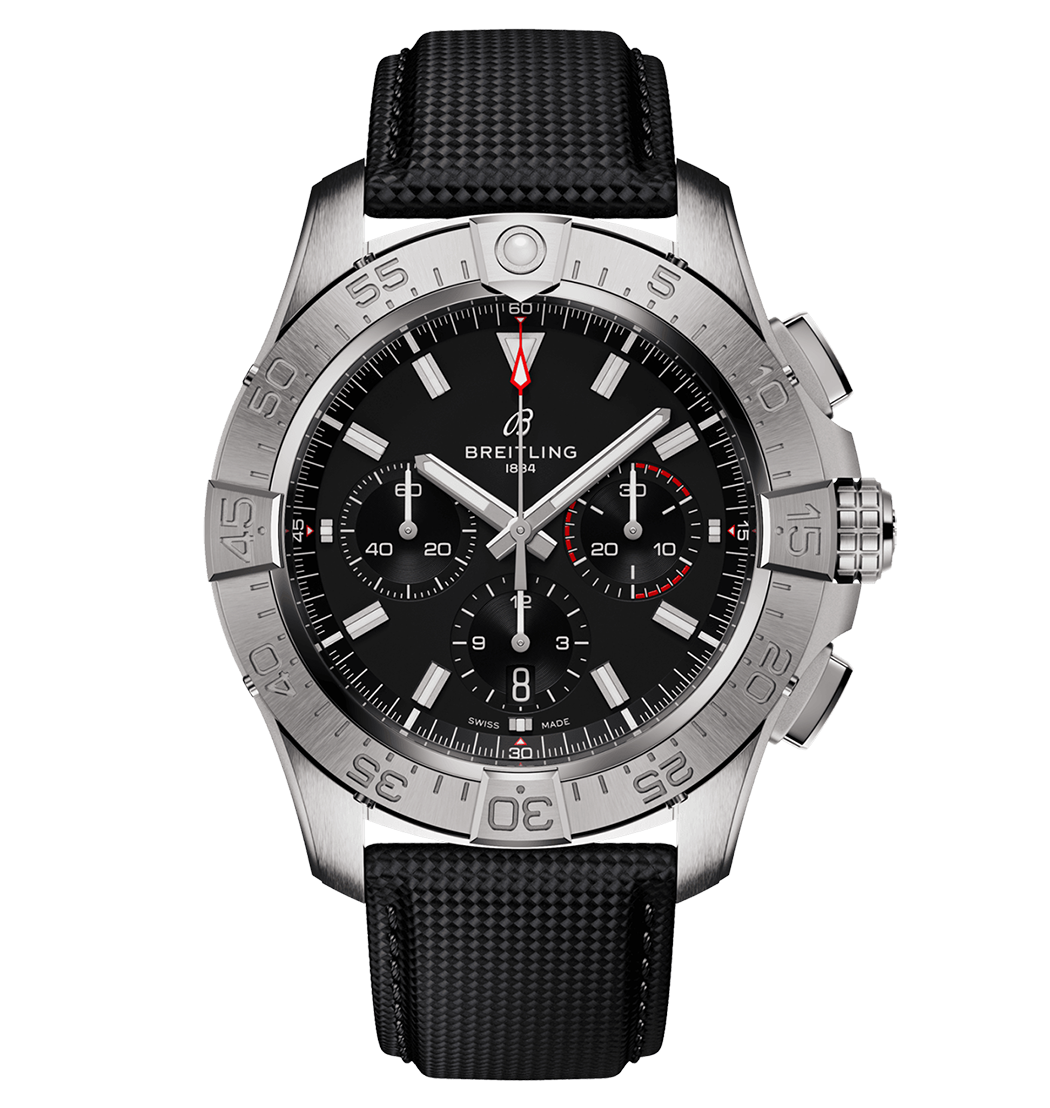 BRT Avenger B01 Chronograph 44 Watch with Calfskin Leather Strap
