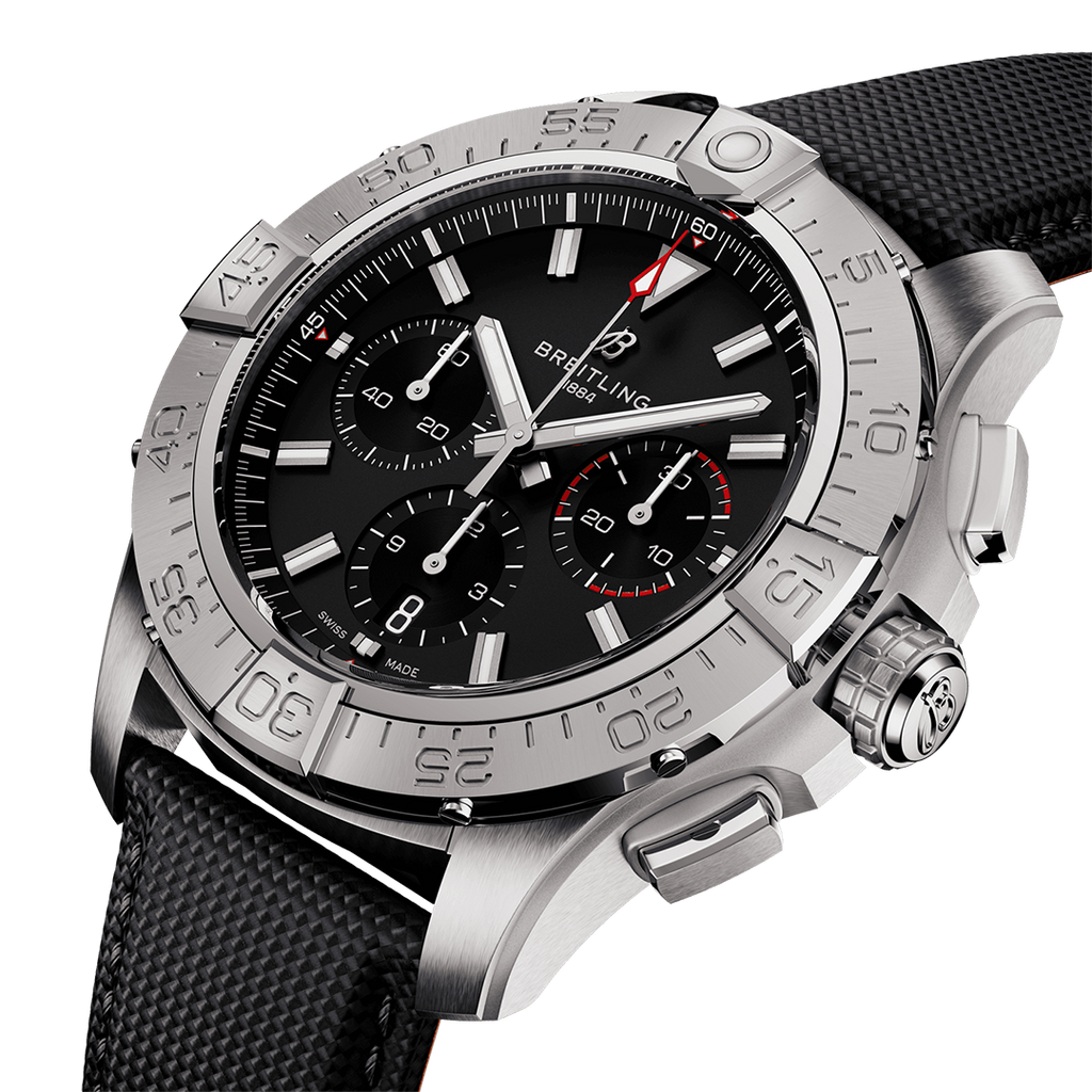 BRT Avenger B01 Chronograph 44 Watch with Calfskin Leather Strap