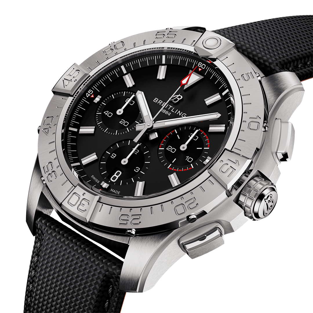 BRT Avenger B01 Chronograph 44 Watch with Calfskin Leather Strap