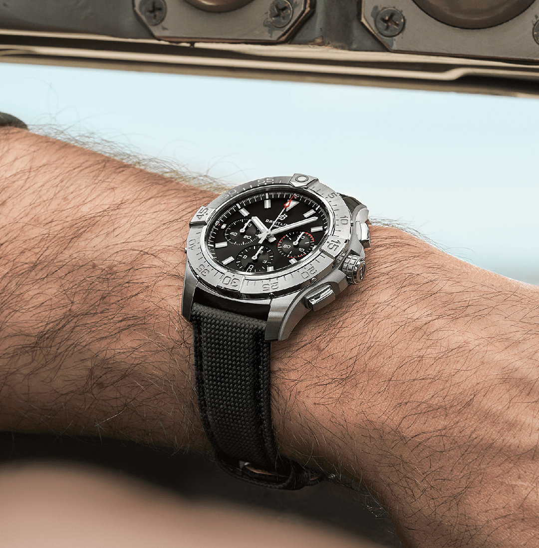 BRT Avenger B01 Chronograph 44 Watch with Calfskin Leather Strap
