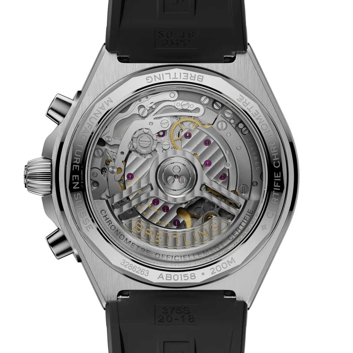 BRT Chronomat B01 Chronograph 42 Watch with Black Rubber Strap