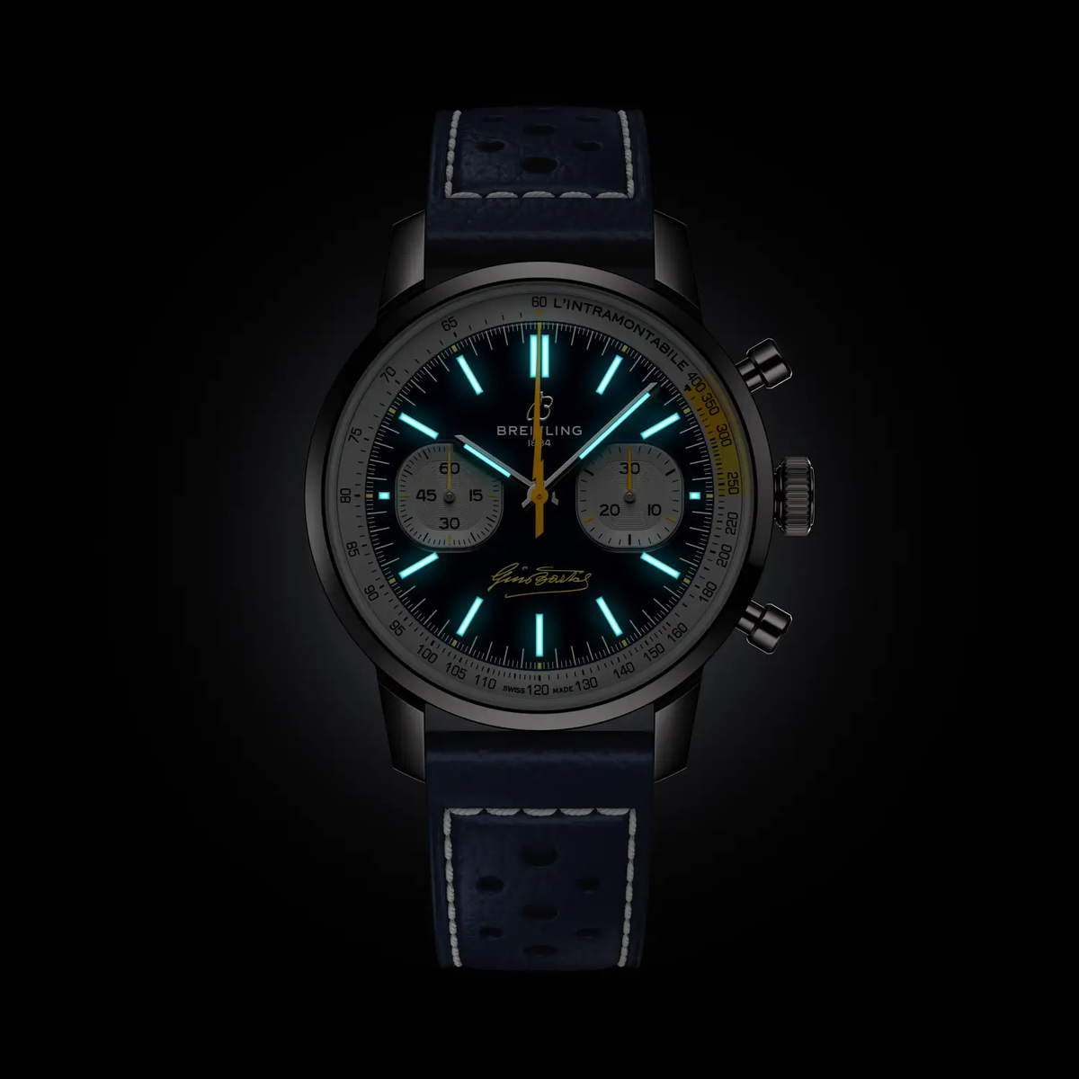 BRT Top Time B01 Gino Bartali 41mm Watch with Blue Leather Strap