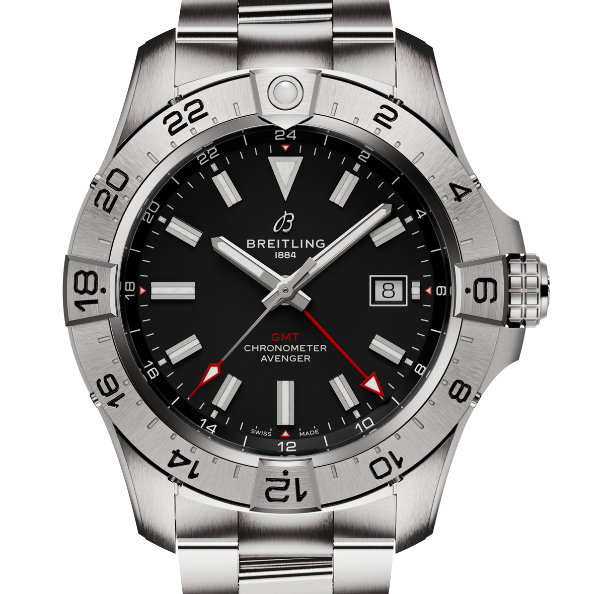 BRT Avenger Automatic GMT 44mm Watch with Black Dial