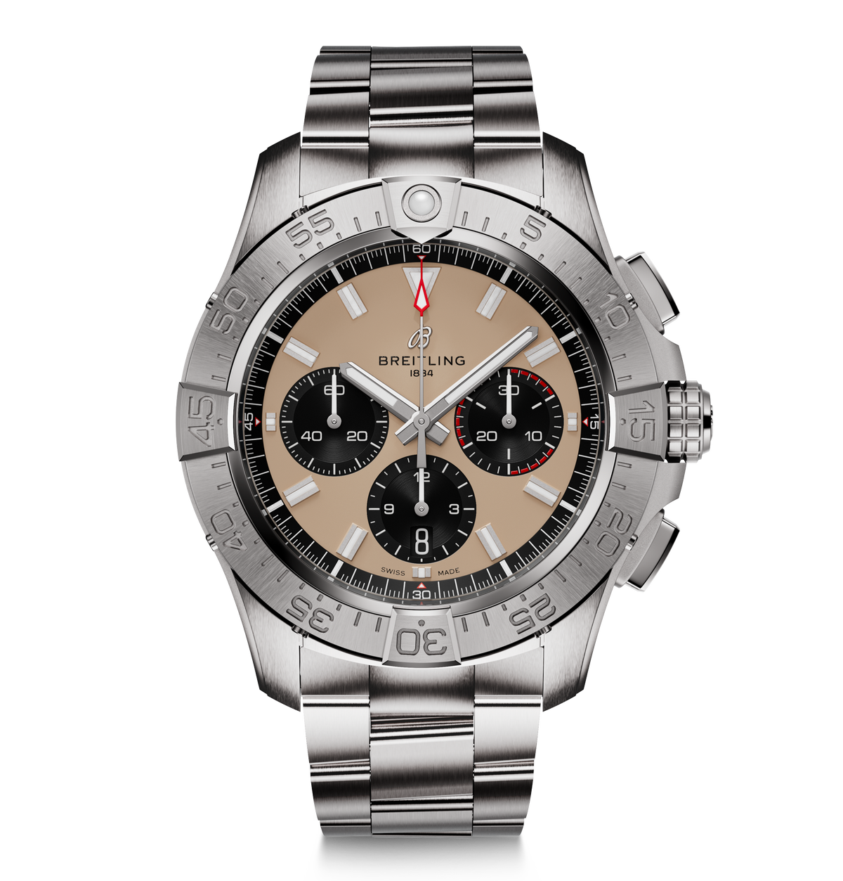 BRT Avenger B01 Chronograph 44mm Watch with Beige Dial