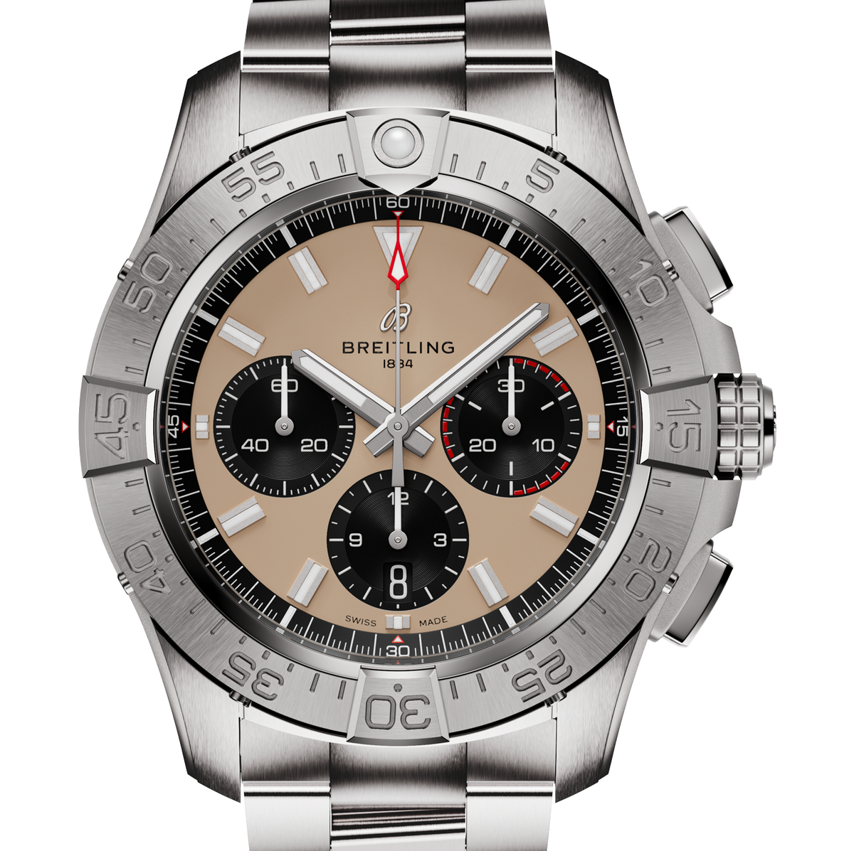 BRT Avenger B01 Chronograph 44mm Watch with Beige Dial