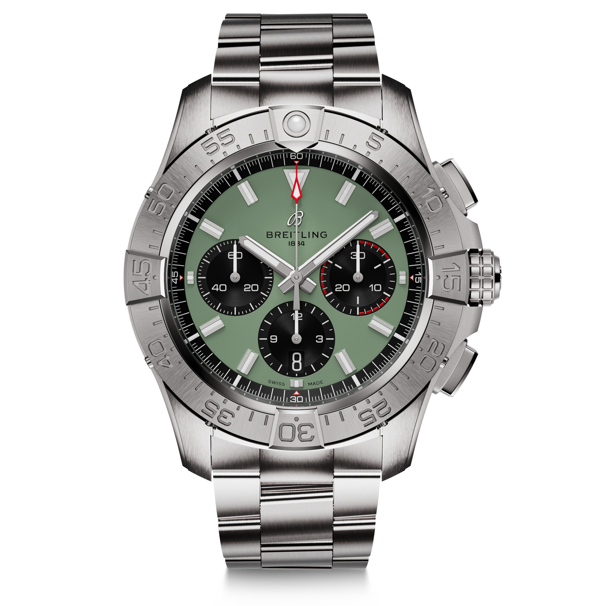 BRT Avenger B01 Chronograph 44mm Watch with Green Dial