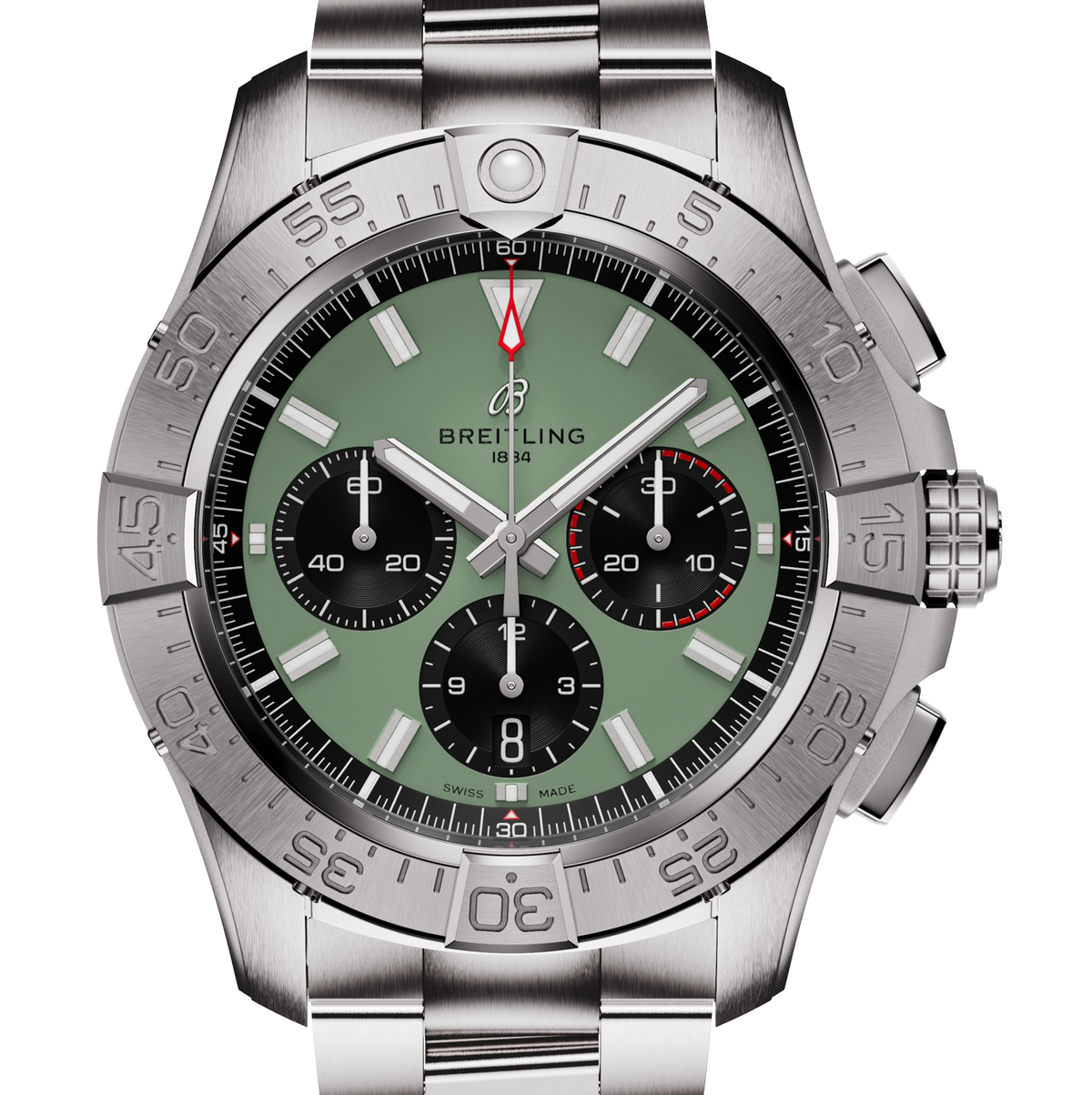 BRT Avenger B01 Chronograph 44mm Watch with Green Dial