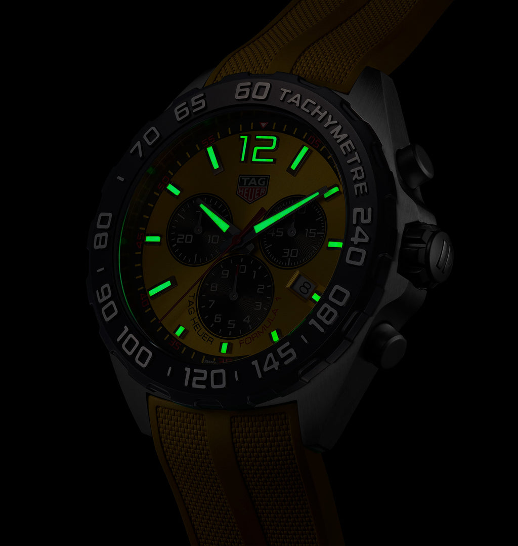 TGHR Formula 1 Men's Quartz Chronograph Yellow Dial and Rubber Strap Watch