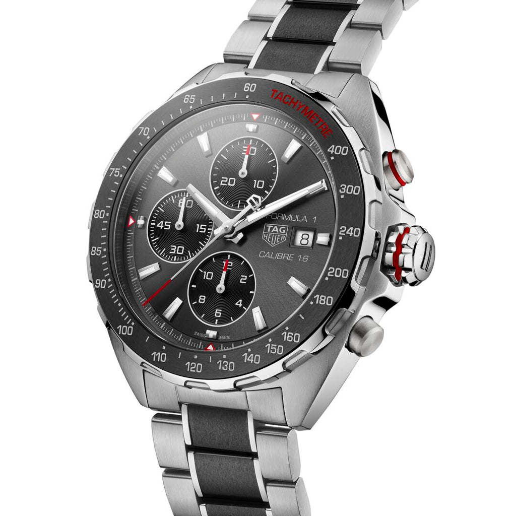 TGHR Formula 1 Men's Calibre 16 Chronograph Anthracite Dial Watch with Ceramic Bezel