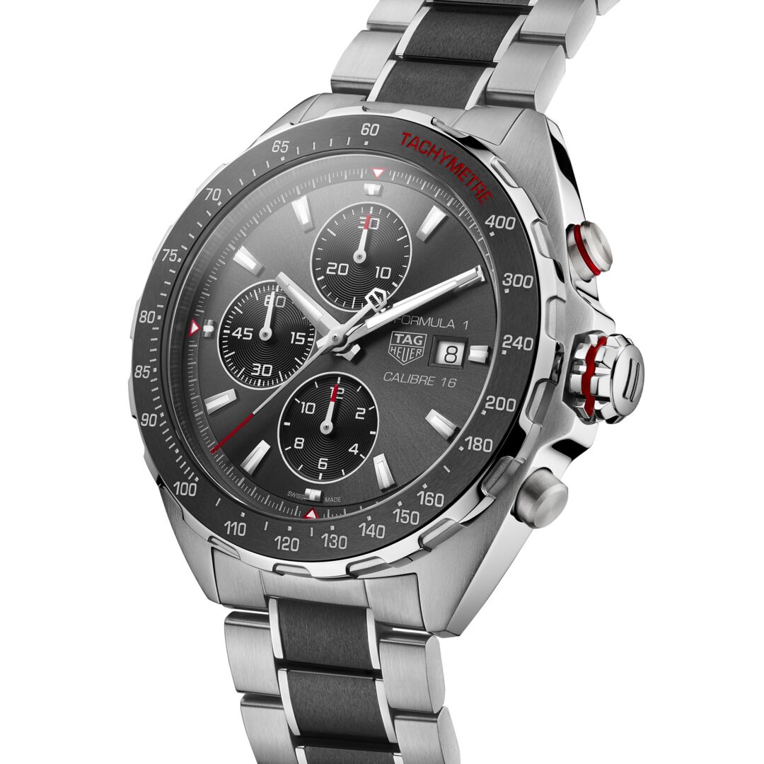TGHR Formula 1 Men's Calibre 16 Chronograph Anthracite Dial Watch with Ceramic Bezel