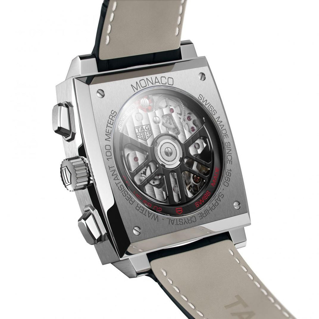 TGHR Monaco Men's Calibre Heuer 02 Blue Dial Watch with Alligator Strap