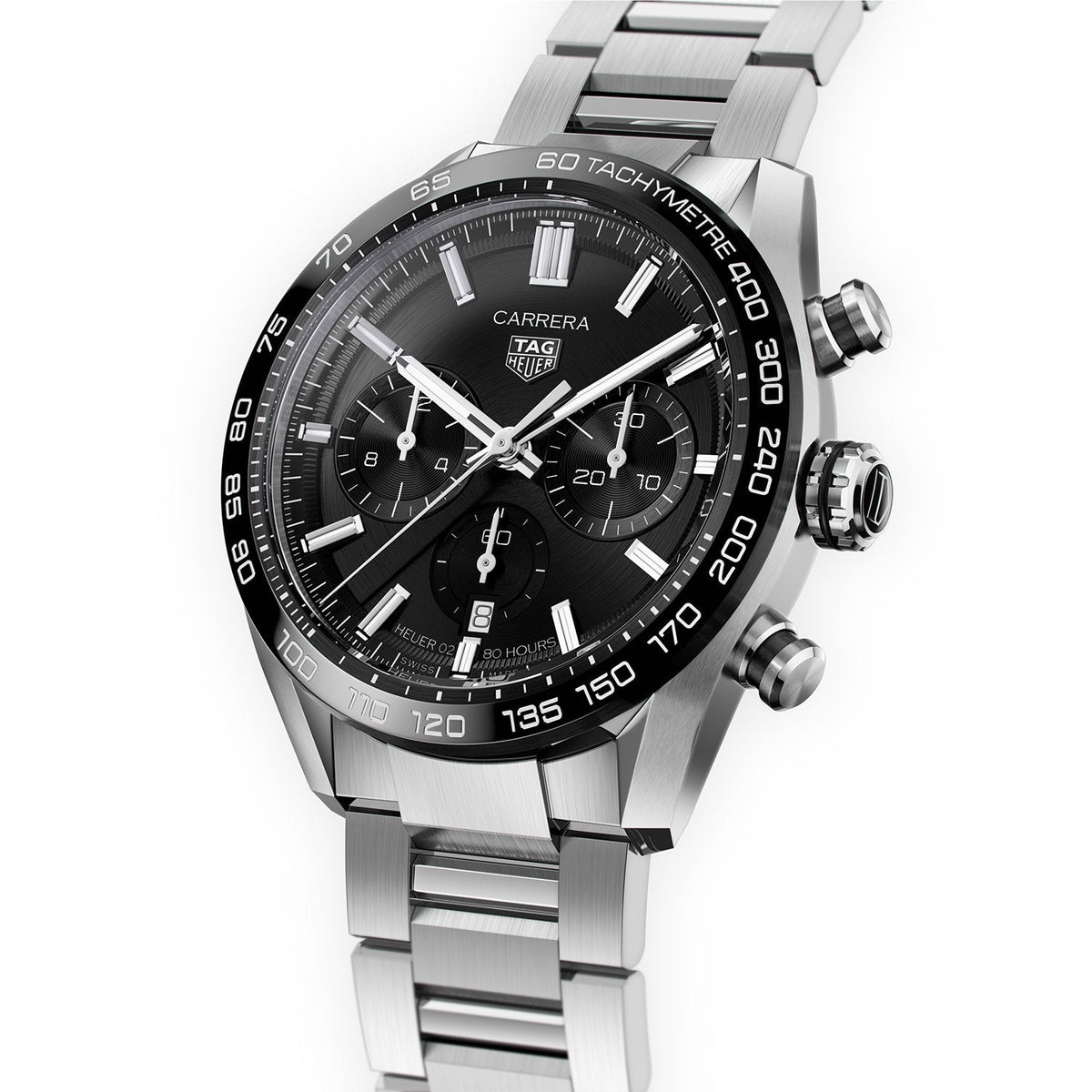 TGHR Carrera Men's Automatic Sport Chronograph 44mm Black Dial Watch