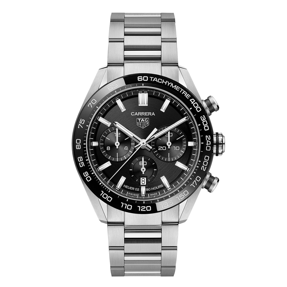 TGHR Carrera Men's Automatic Sport Chronograph 44mm Black Dial Watch