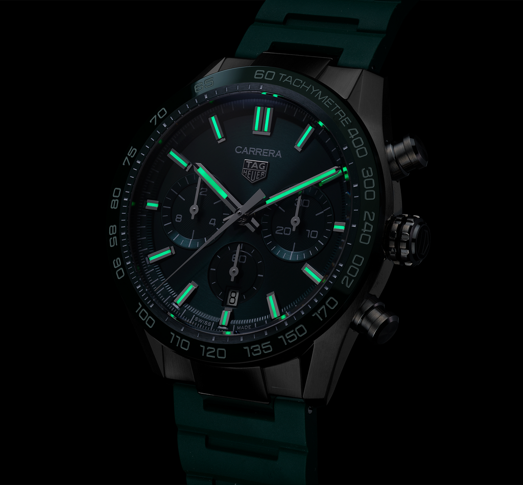 TGHR Carrera Chronograph Watch with a Green Dial