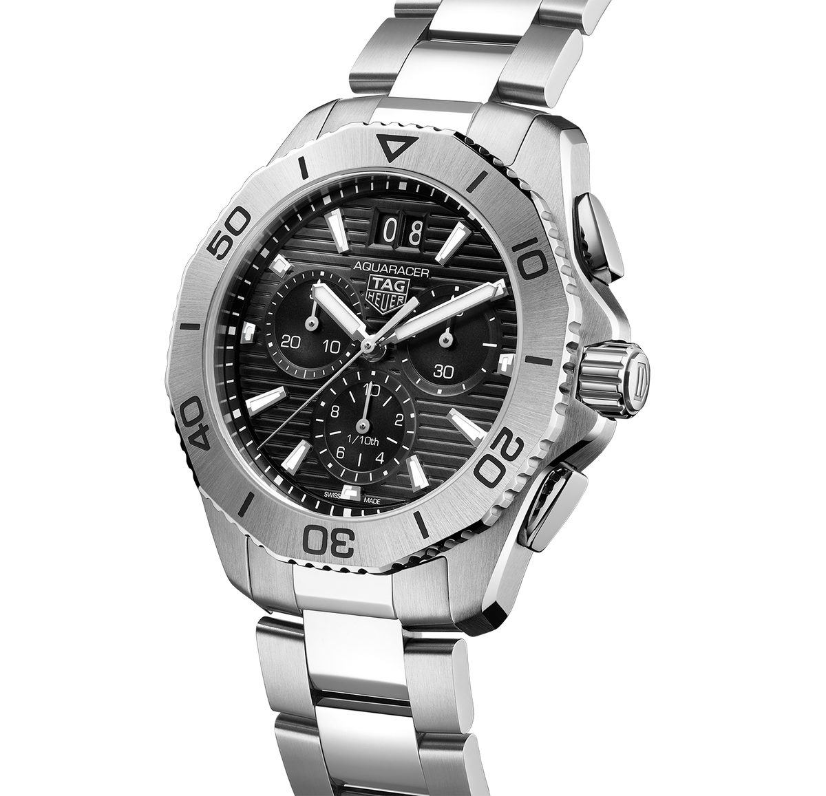 TGHR Aquaracer Professional 200 Date Watch with a Black Dial