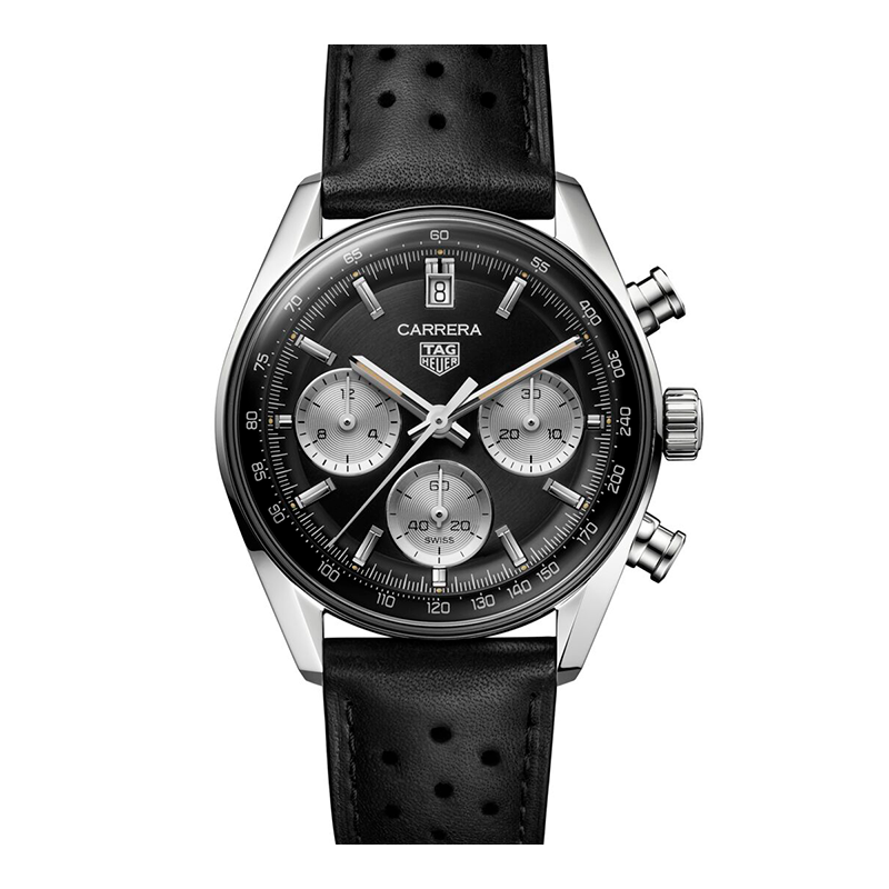 TGHR Carrera Chronograph Watch with Black Dial