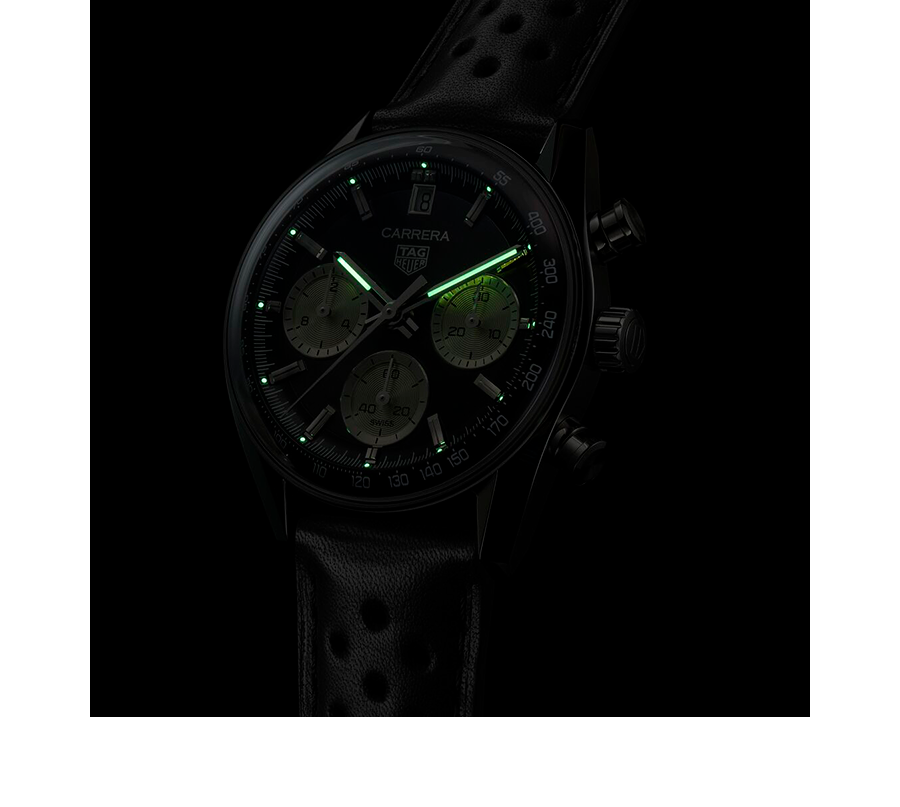 TGHR Carrera Chronograph Watch with Black Dial