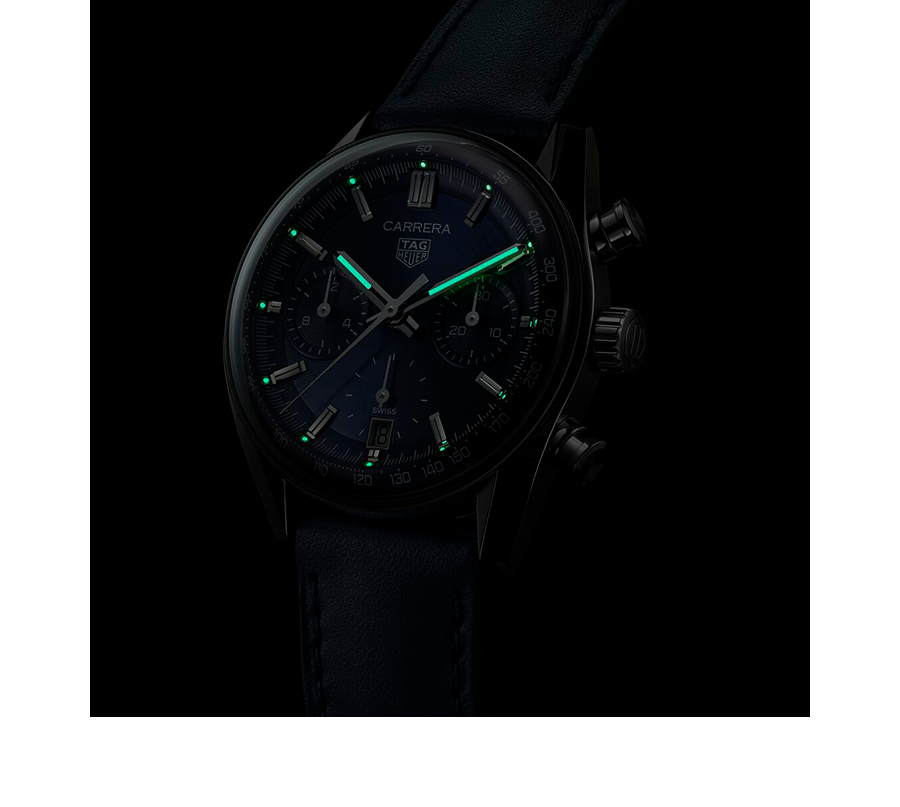 TGHR Carrera Chronograph Watch with Blue Dial
