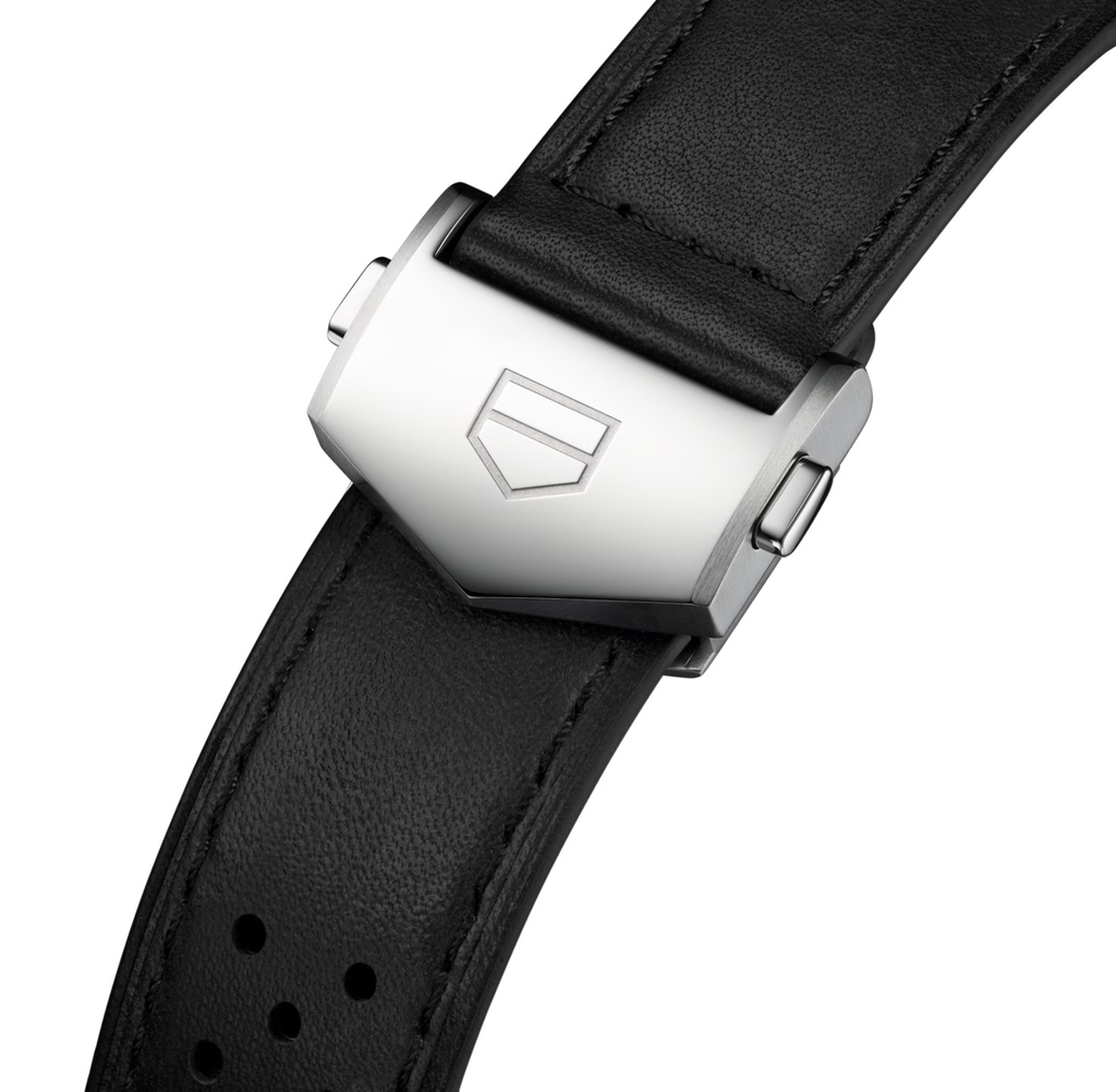 TGHR Carrera Chronograph Watch with Black Leather Strap