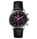 TGHR Carrera Chronograph Watch with Black Leather Strap