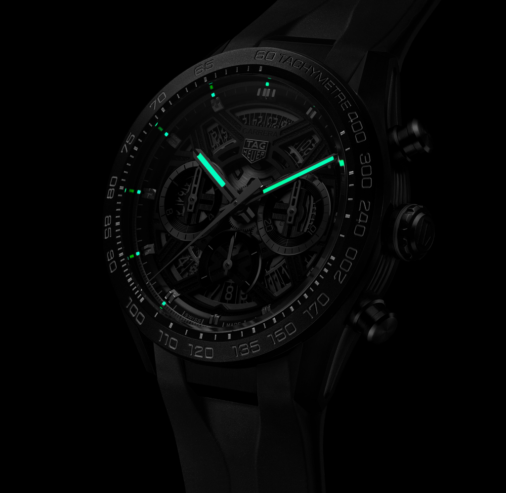 TGHR Carrera Chronograph Extreme Sport Watch with Black Rubber Strap