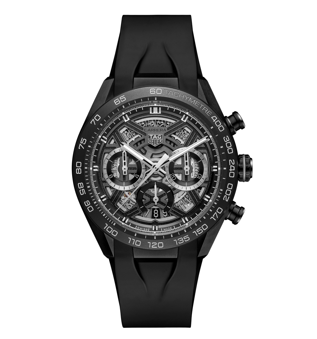 TGHR Carrera Chronograph Extreme Sport Watch with Black Rubber Strap