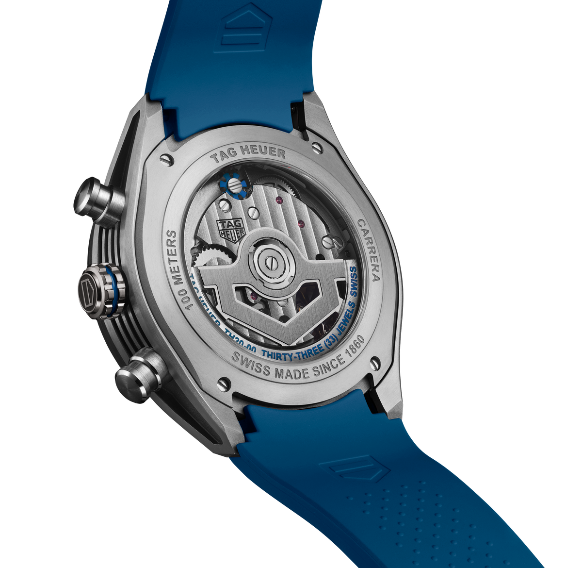 TGHR Carrera Chronograph Extreme Sport Watch with Blue Rubber Strap