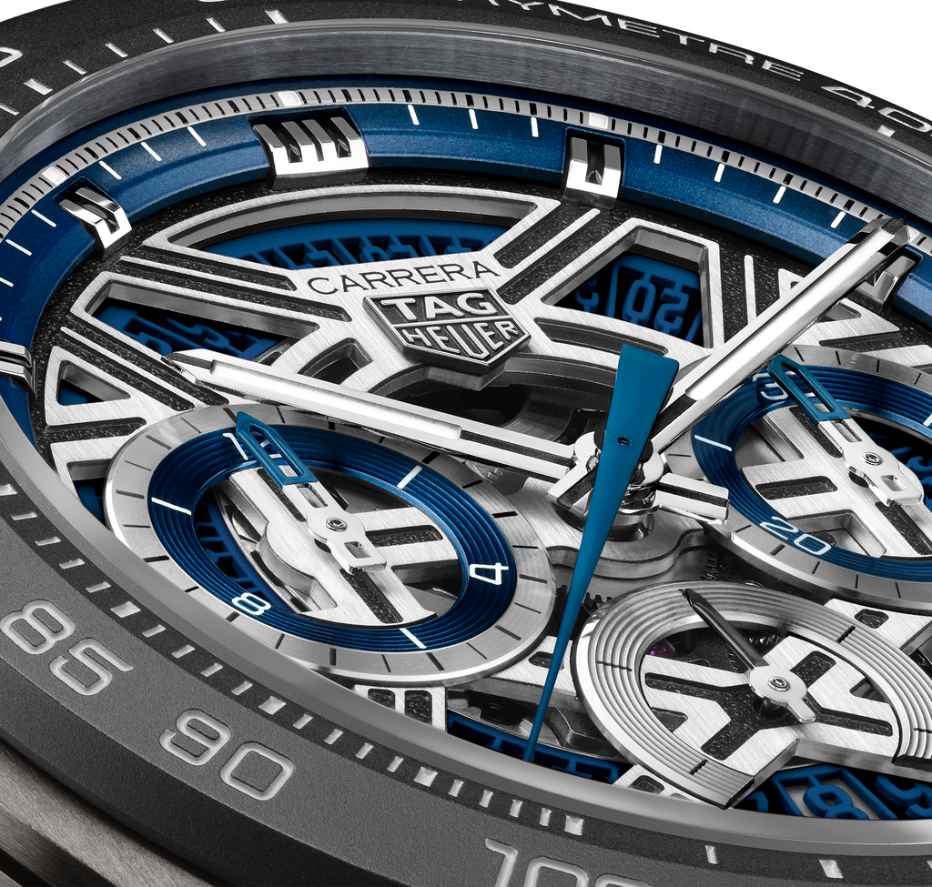 TGHR Carrera Chronograph Extreme Sport Watch with Blue Rubber Strap