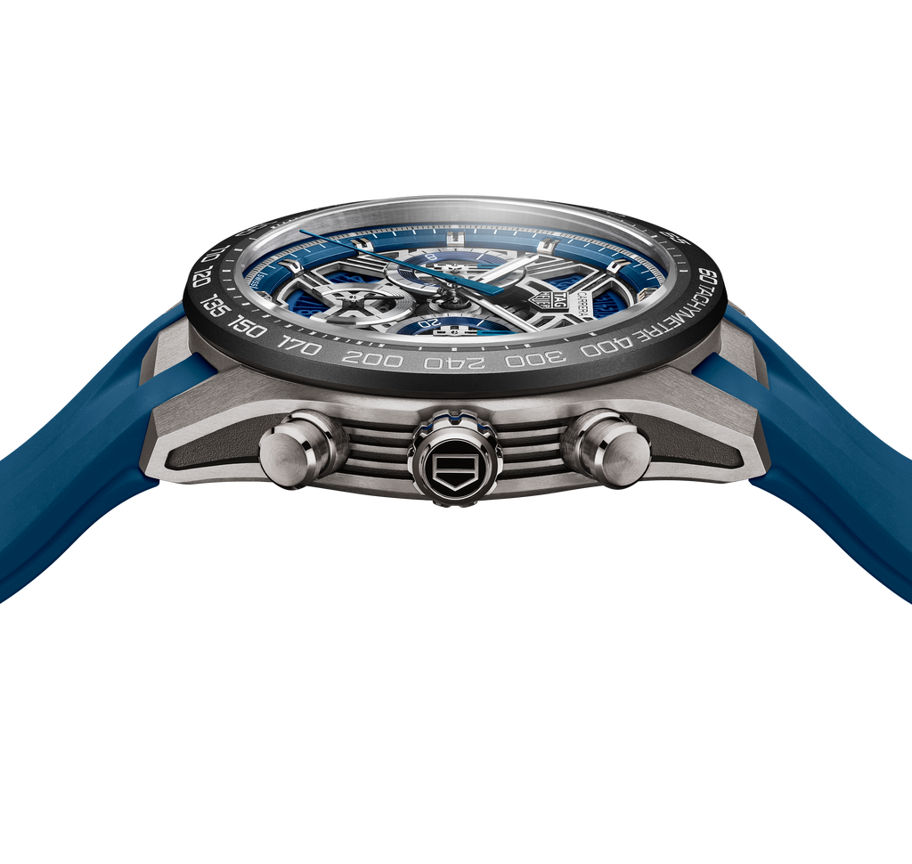 TGHR Carrera Chronograph Extreme Sport Watch with Blue Rubber Strap